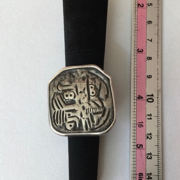 MidC Vintage Mexico Abstract Tribal Silver Ring - Size 6 - Sterling Mexico Bell - Picture 9 of 9